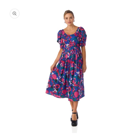 Crosby by Mollie Burch Flagger Dress Size Large Party Floral - Picture 2 of 5